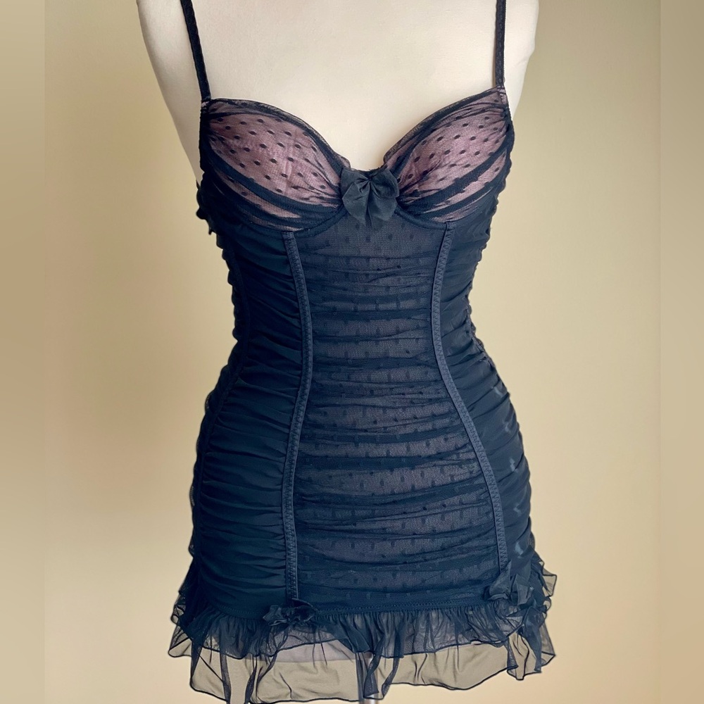 Sexy little things by Victoria's Secret Black Pink Sheer Chemis